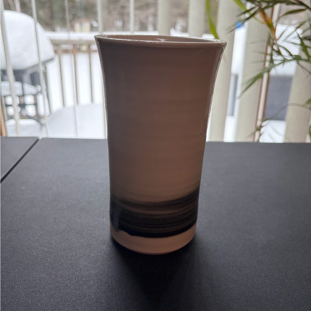 Billow Elegant Black and Tan Ceramic Vase